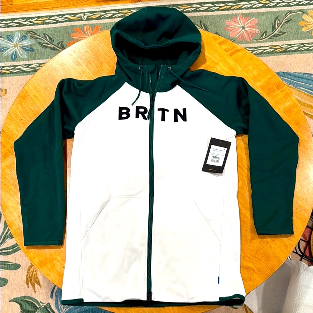 NWT BRTN Green/White Crown Hoodie